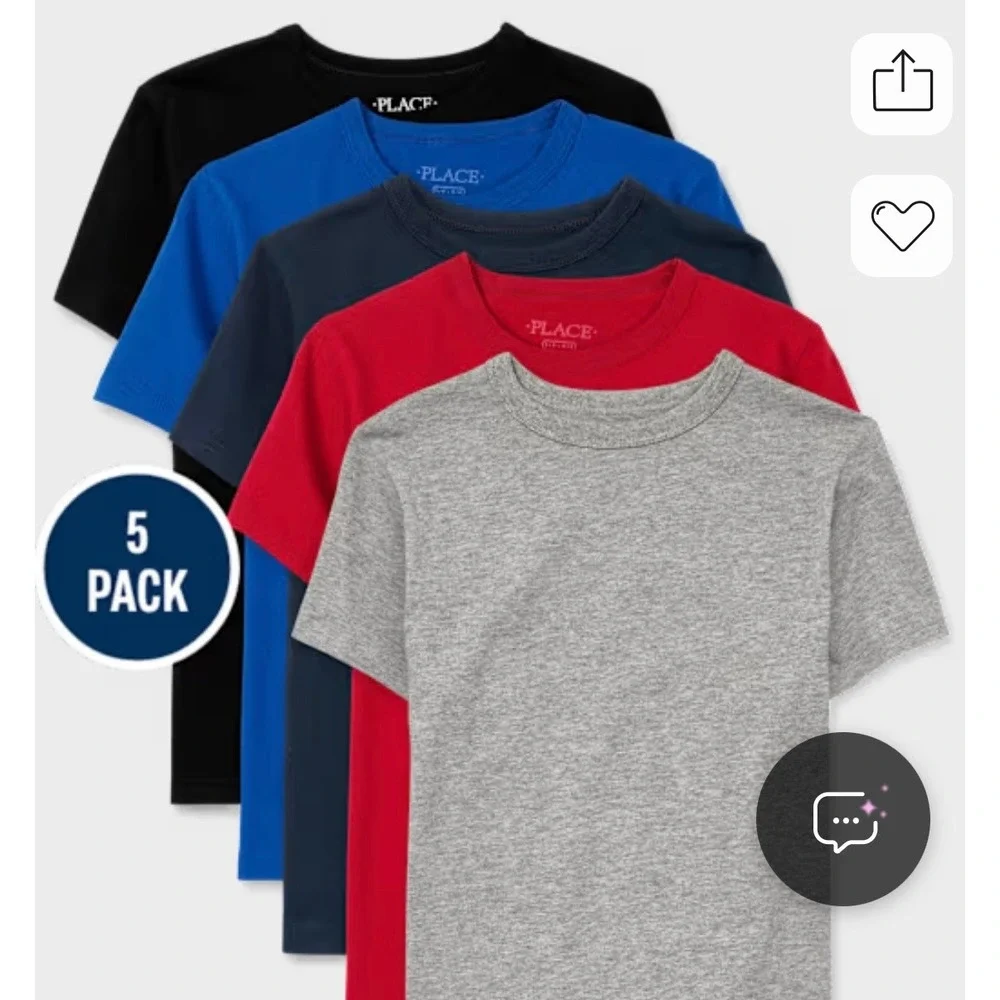 The Children's Place Boys Tee Shirt 5-Pack – Multi Color – Medium (7/8) – NWT